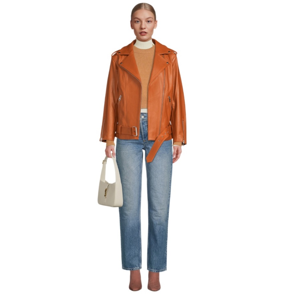 Mackage Jayda Oversized 100% Cow Leather Biker Jacket L/XL